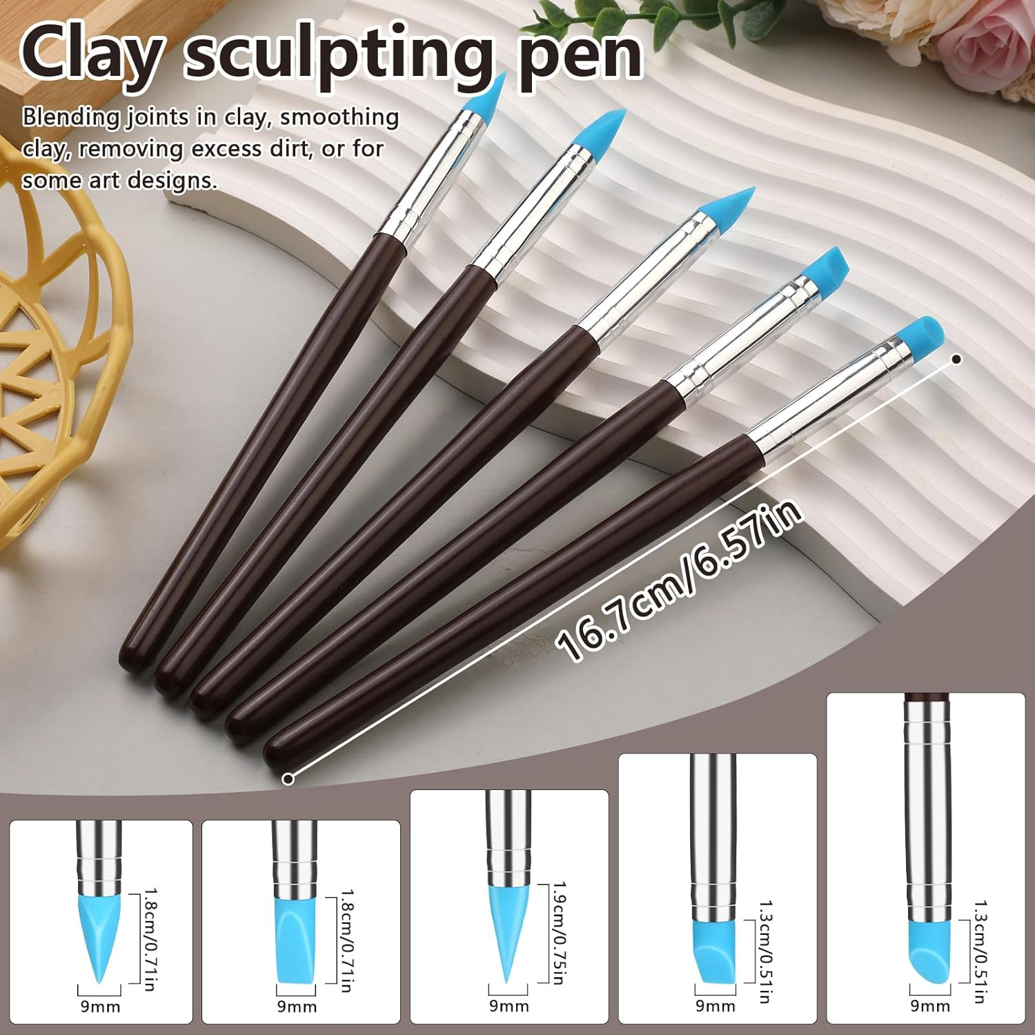10 Pcs Silicone Clay Tools, Silicone Sculpting Tools, Polymer Clay Tools, Dotting Tools for Painting, Silicone Brushes for Crafts, Nails