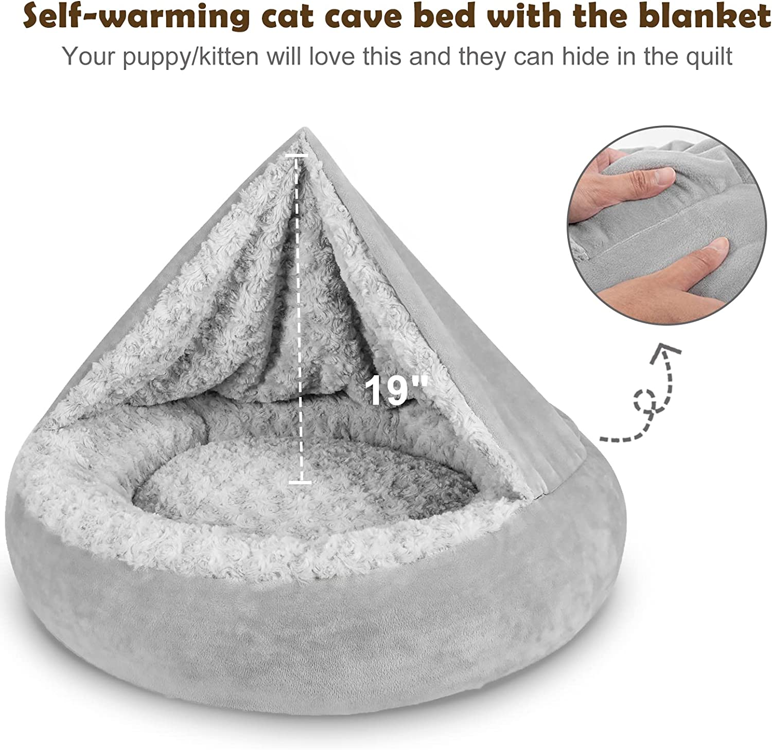 JOEJOY Dog Beds for Small Medium Dogs, Cozy Cuddler Luxury Puppy Pet Bed with Blanket Attached, Donut round Calming Anti-Anxiety Dog Burrow Cave Bed - Anti-Slip Bottom and Machine Washable 26 Inch image number 1