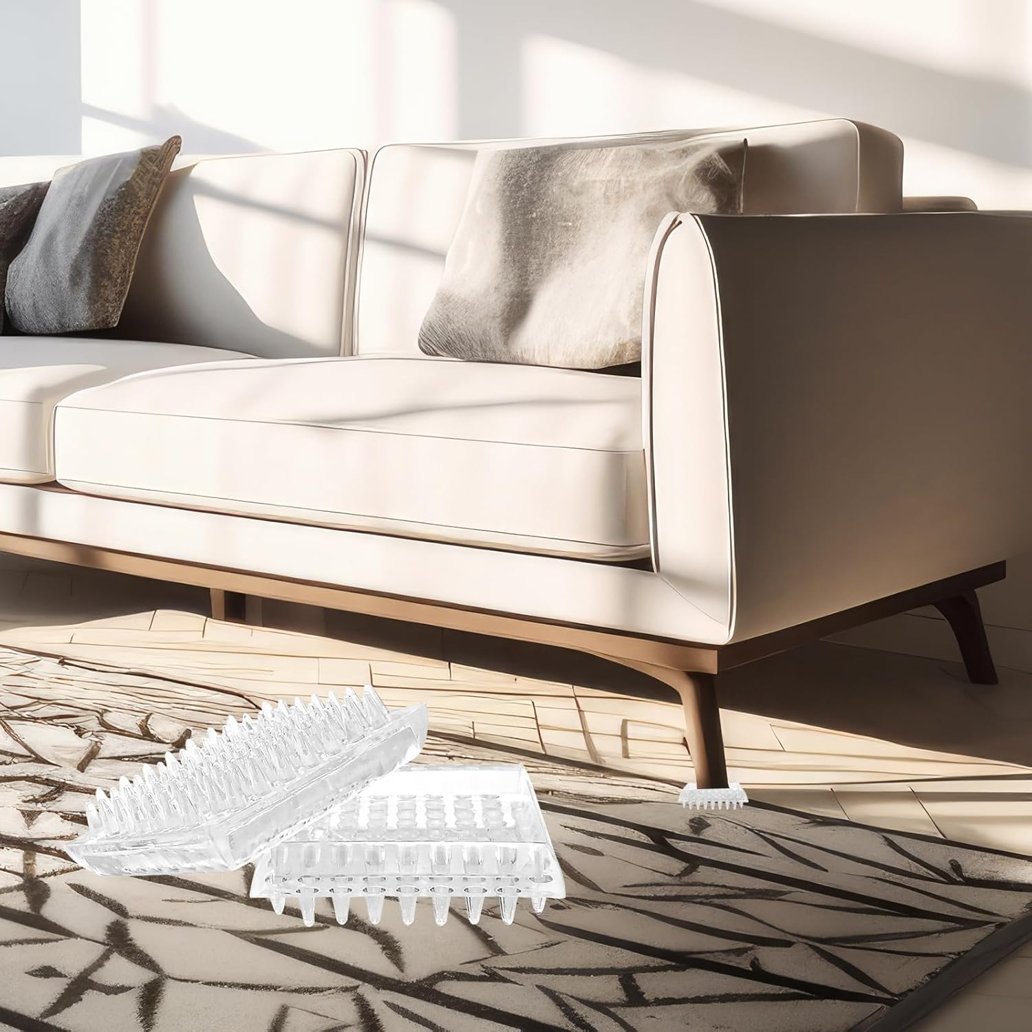 8Pcs Carpet Protectors Caster Cups Furniture Cup for Sofas Transparent Furniture Spiked Caster Cups, 1.89"X1.89"X0.63" image number 2