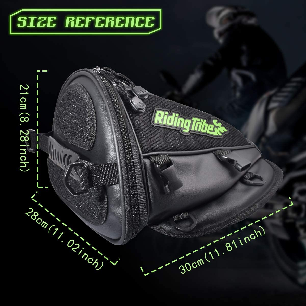 Katur Motorcycle Backseat Tank Bag Multifunctional Waterproof PU Leather Storage Saddle Bag Motorbike Rear Seat Super Light Tail Accessories Bags -Black image number 3