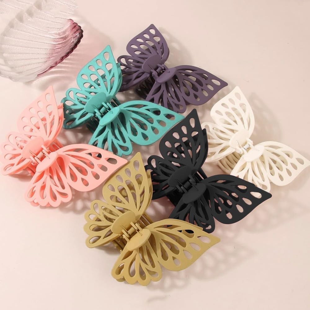 TOFBS Pack of 6 Hair Clips Non-Slip Butterfly Large Hair Clips with Strong Hold Matte Hair Clips Thick Long Curly Hair Fashionable Hair Accessories for Women and Girls image number 2