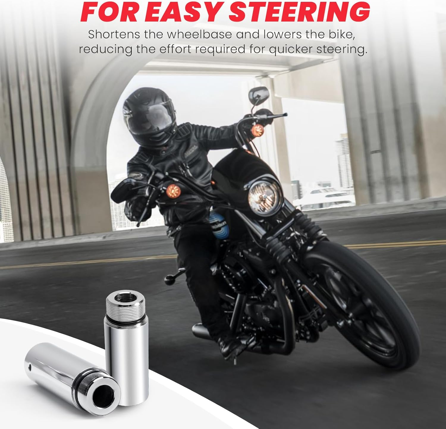 Kekykm Fork Tube 4 Inch Extension Compatible with Harley Davidson Sportster XL 883 1200 & Dyna Glide FXR Chrome Powersports Fork Guards image number 2