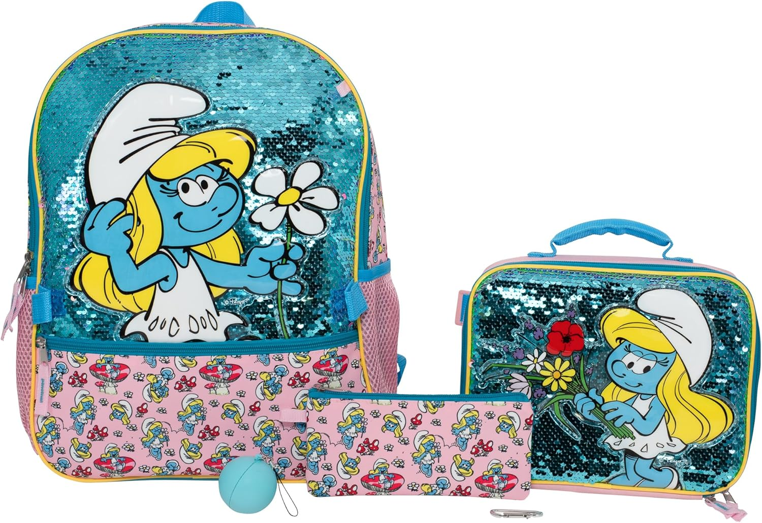 AI ACCESSORY INNOVATIONS Bluey 4 Piece Backpack Set for Pre-School Girls & Boys, Kids 16' School Bag