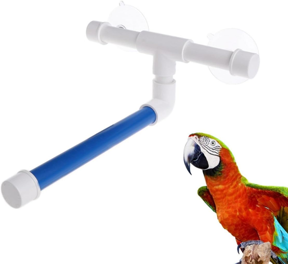 JUMPLAWN Portable Parrot Bird Shower Stand Suction Cups, Window Mounted Bird Bath and Paw Grinding Perch for Indoor Parakeets and Cockatiels image number 5