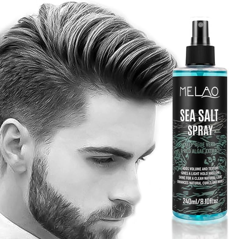 Sea Salt Spray for Hair Men,240Ml Texturizing Spray with Kelp, Aloe Vera & Red Algae Extract,Natural & Organic, Alcohol-Free, Lifts and Texturizes Hair for a Beach or Surfer Hair Style