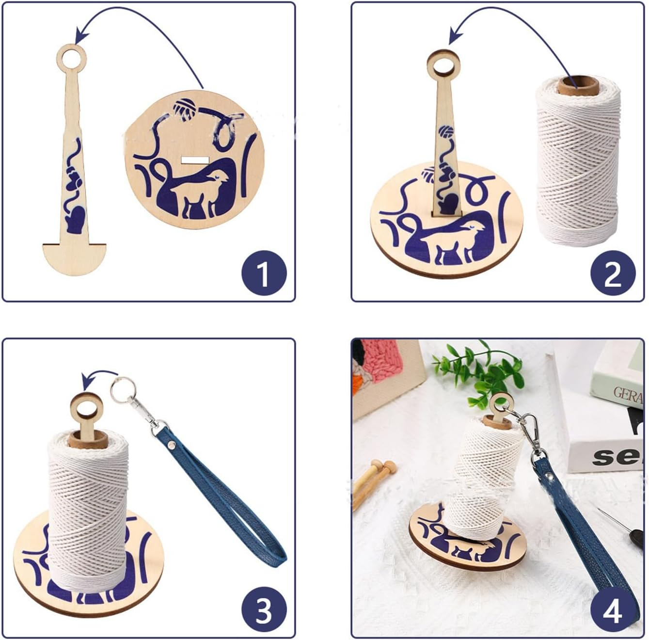 Taicols Portable Wrist Yarn Holder, 2 Pcs Mini Yarn Minder Prevents Yarn Tangling & Misalignment for Crocheting Yarn Storage Crochet Yarn Holder with Wrist Strap Wooden Yarn Organizer String Dispenser image number 6