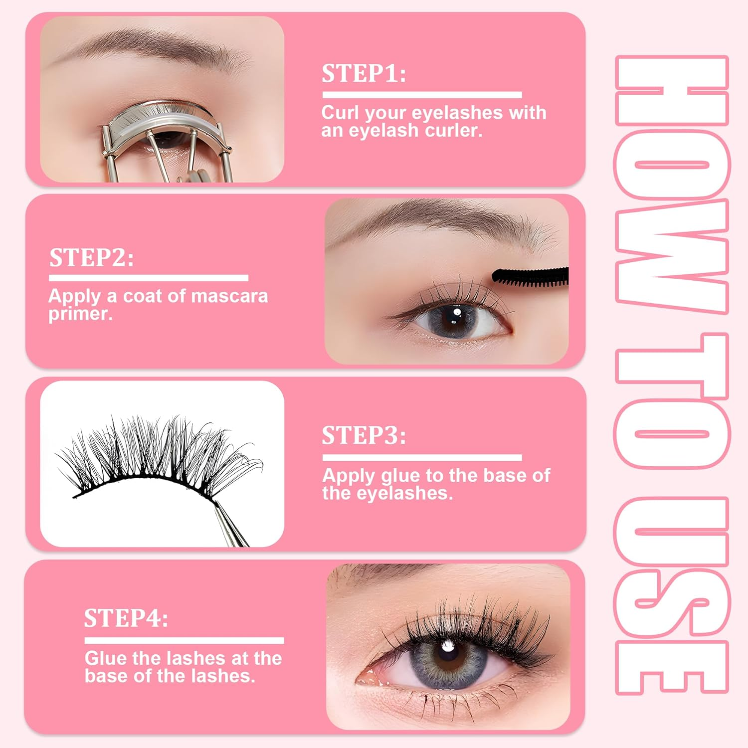 10 Pairs False Eyelashes with Tweezers - Half Lashes Natural Look, Reusable Cat Eye Lashes for Daily/Party/Diy Makeup, 10 Wear Styles, Clear Band & Wispy Demi Lashes (Beginners & Pros) image number 6