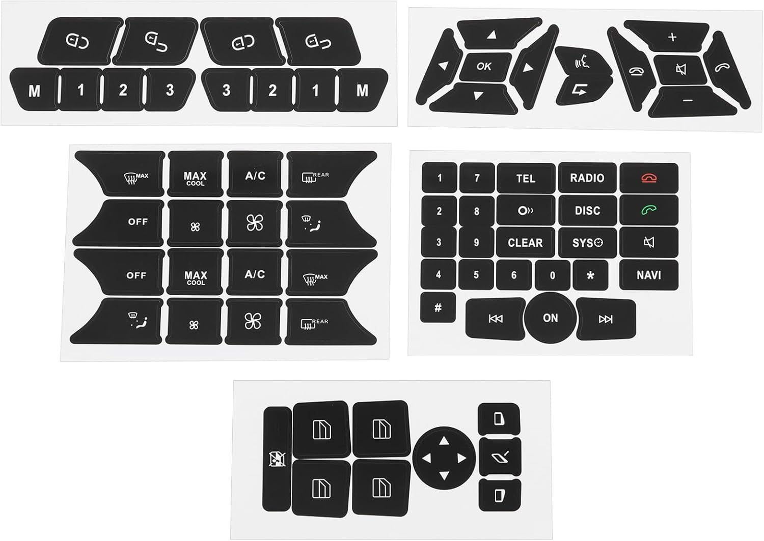 Car Repair Button Sticker Kit Door Center Console, Multimedia Control Panel Seats Compatible with Mercedes-Benz V2 (Set 1) image number 3