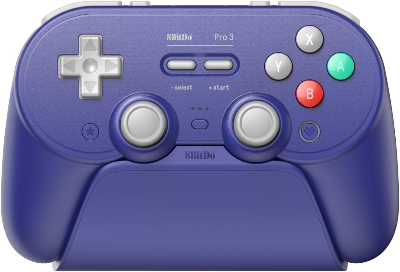 8Bitdo Pro 3 Bluetooth Controller for Switch/Switch 2 - TMR Joysticks, Swappable ABXY Buttons, Pro Back Buttons, Charging Dock, Hall Effect Triggers, Windows/Apple/Android（Purple） image number 2