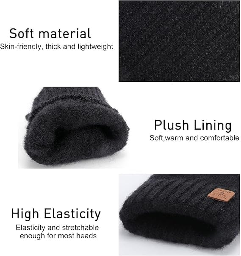 Fingerless Gloves 1 Pair Thermal Winter Gloves Warm Knitted Half Finger Gloves Mittens for Men Women Typing Driving Working (Black) image number 3