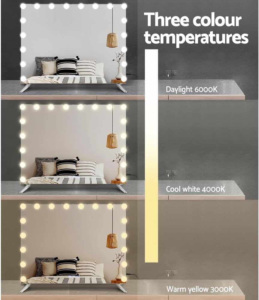 Embellir Hollywood Makeup Mirror, Vanity Mirrors Beauty Cosmetic Dressing Bathroom Decor, 18 LED Bulbs with 5X Magnification Bluetooth Speaker Frameless Dimable Lights Tabletop image number 1