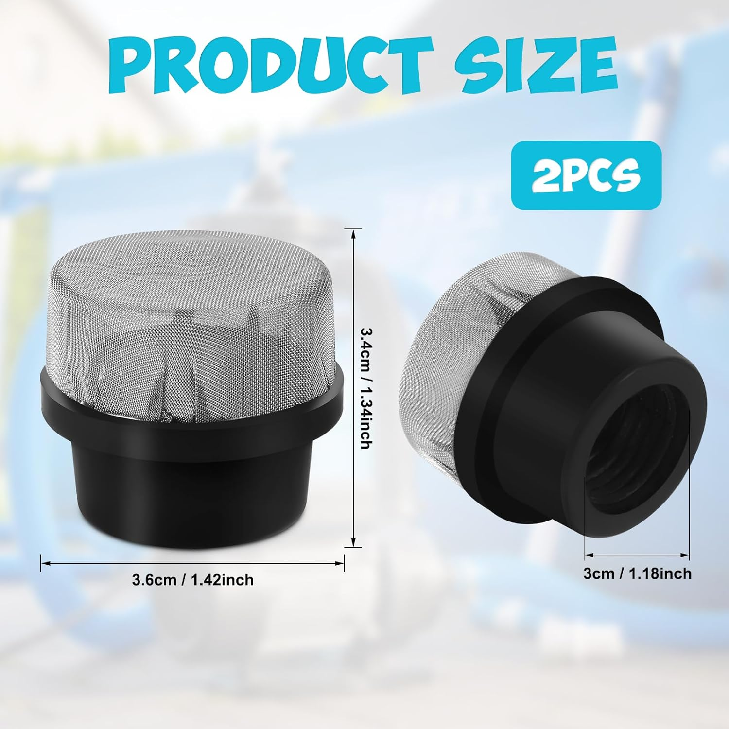 2Pcs 190106Z Air Bleeder Screen Caps, Stainless Steel Pool Filter Screen Caps Good Sealing Pool Filter Cap Replacement Compatible with Pentair, Easyclean DE and Quad DE Filters image number 1