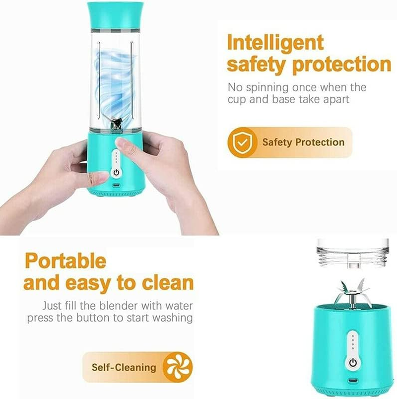 AIMALL Portable Juice Blender Electric Fruit Juicer Smoothie Mini Blender with USB Rechargeable 3D 6-Blades, 18Oz (500Ml), Bpa-Free, Self-Cleaning, Compact for Travel & Home Use