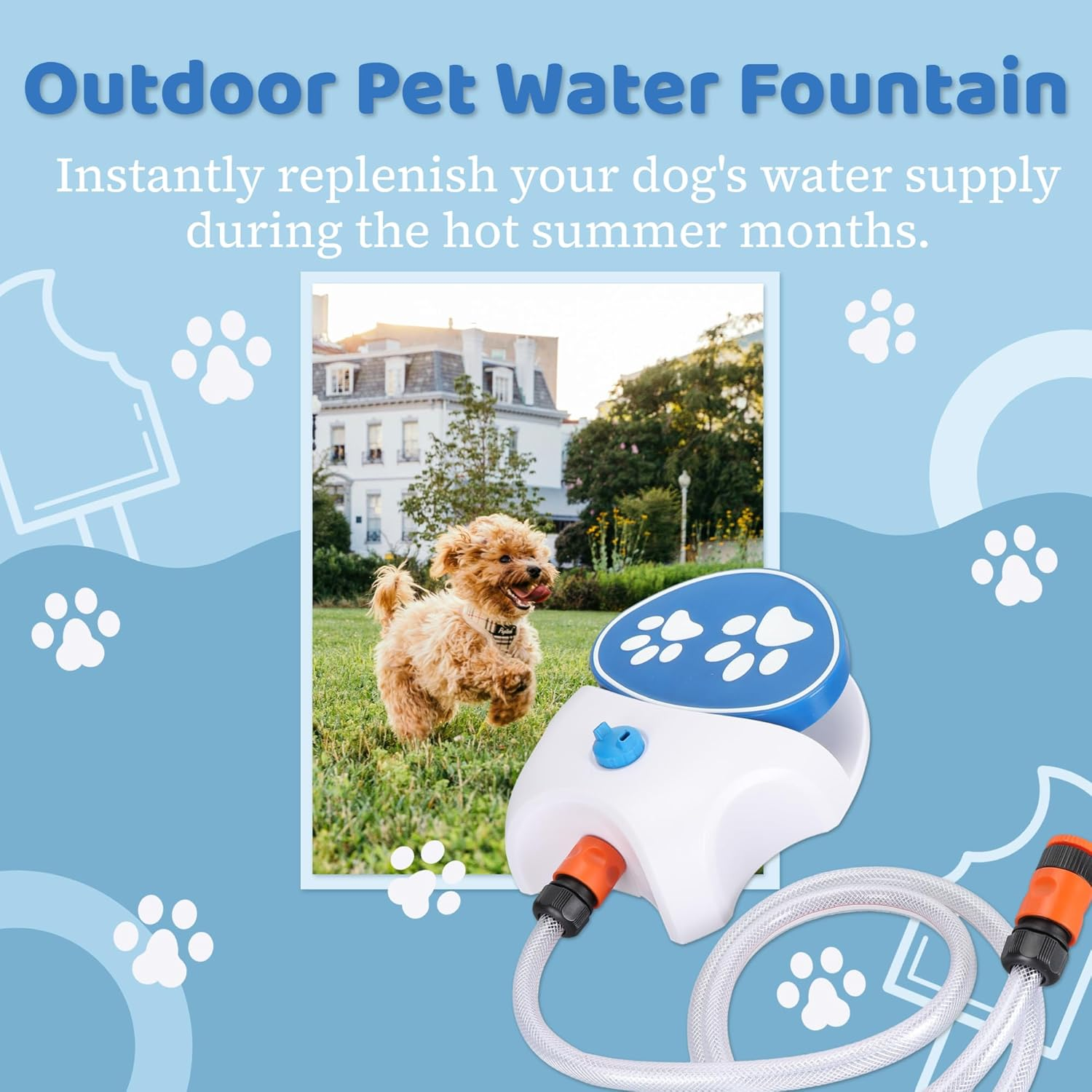 Gugxiom Outdoor Pet Water Fountain, Step on Dog Water Fountain, Dog Water Toy, Paw Water Dispenser System for Fresh Water image number 5