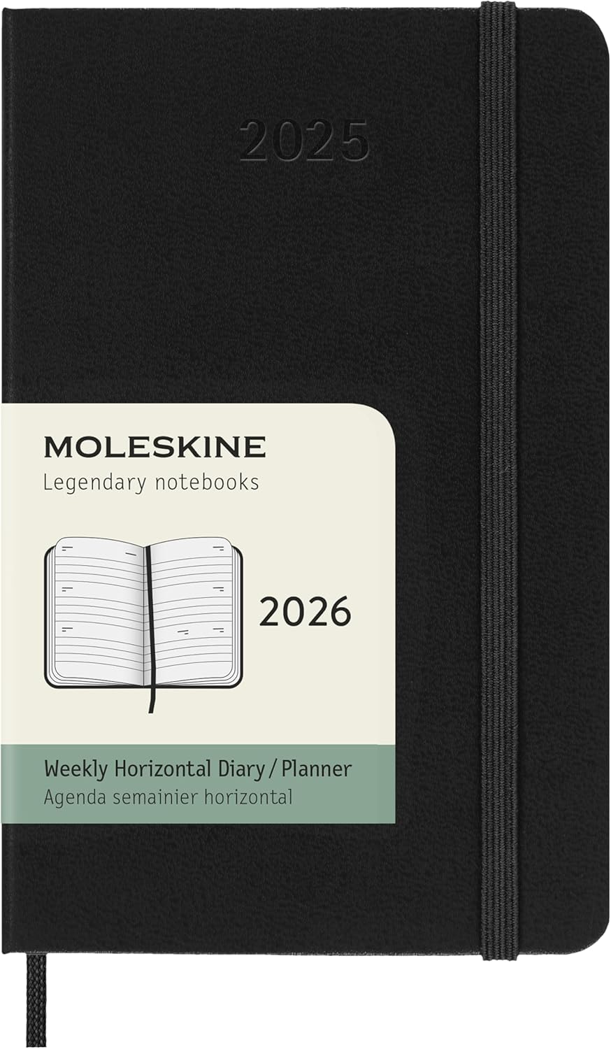 Moleskine - 2026-12 Month Weekly Horizontal Hard Cover Diary - Pocket - Black