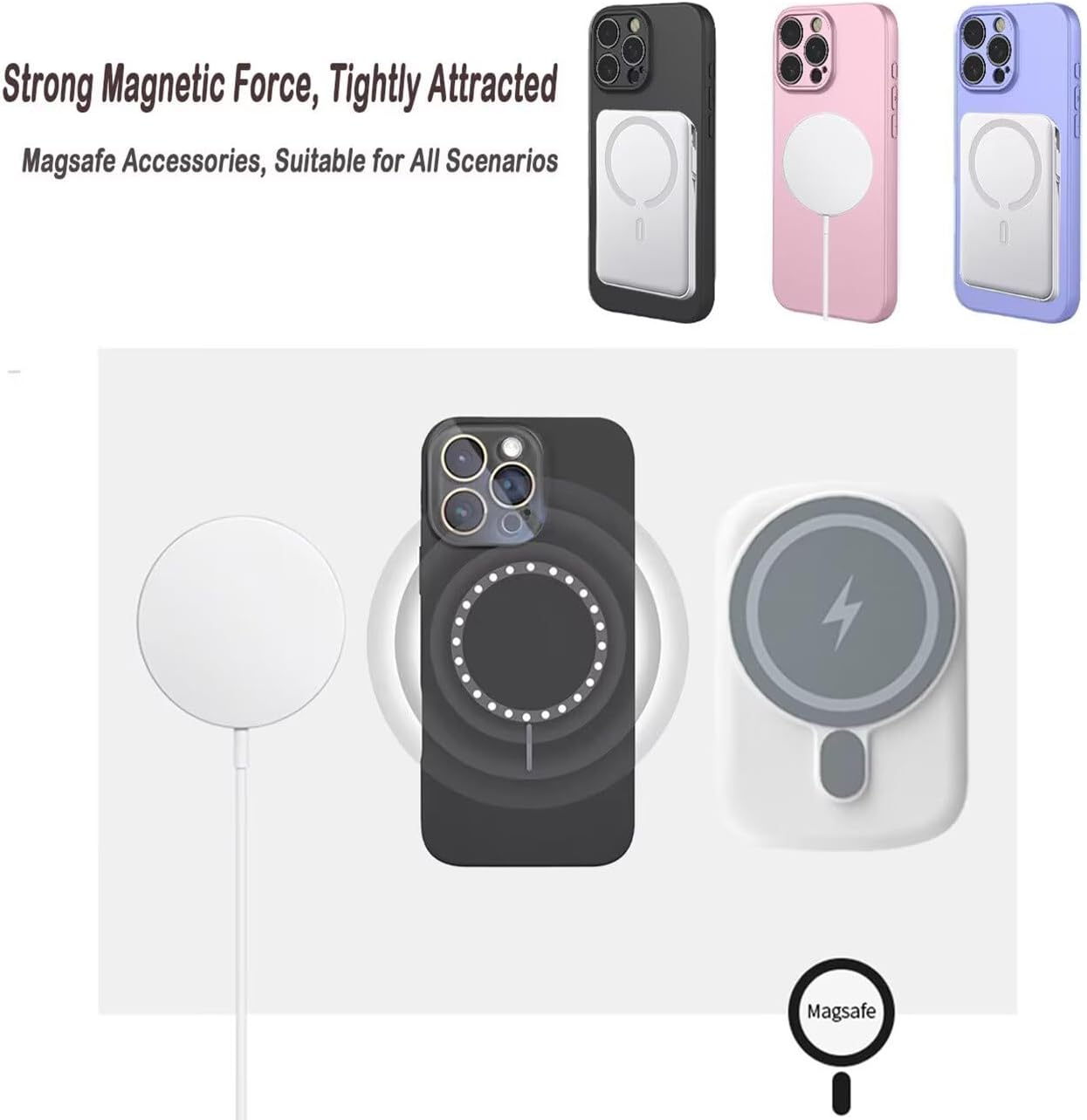 YUECXIN Magnetic Case for Motorola Moto E14/Moto G24/Moto G04 Compatible with Magsafe, Ultra Thin Shockproof Soft Microfibre Lining Liquid Silicone Mobile Phone Case TPU Protective Case Dark Green image number 5