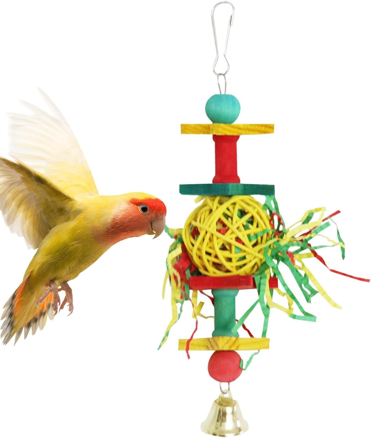 Bird Parrots Shredding Toys | Birds Foraging Shredding Toys with Metal Hook, Craft for Birdcage for Gerbil, Cockatiels, Parakeets, Chickens, Hamsters Pochy image number 2