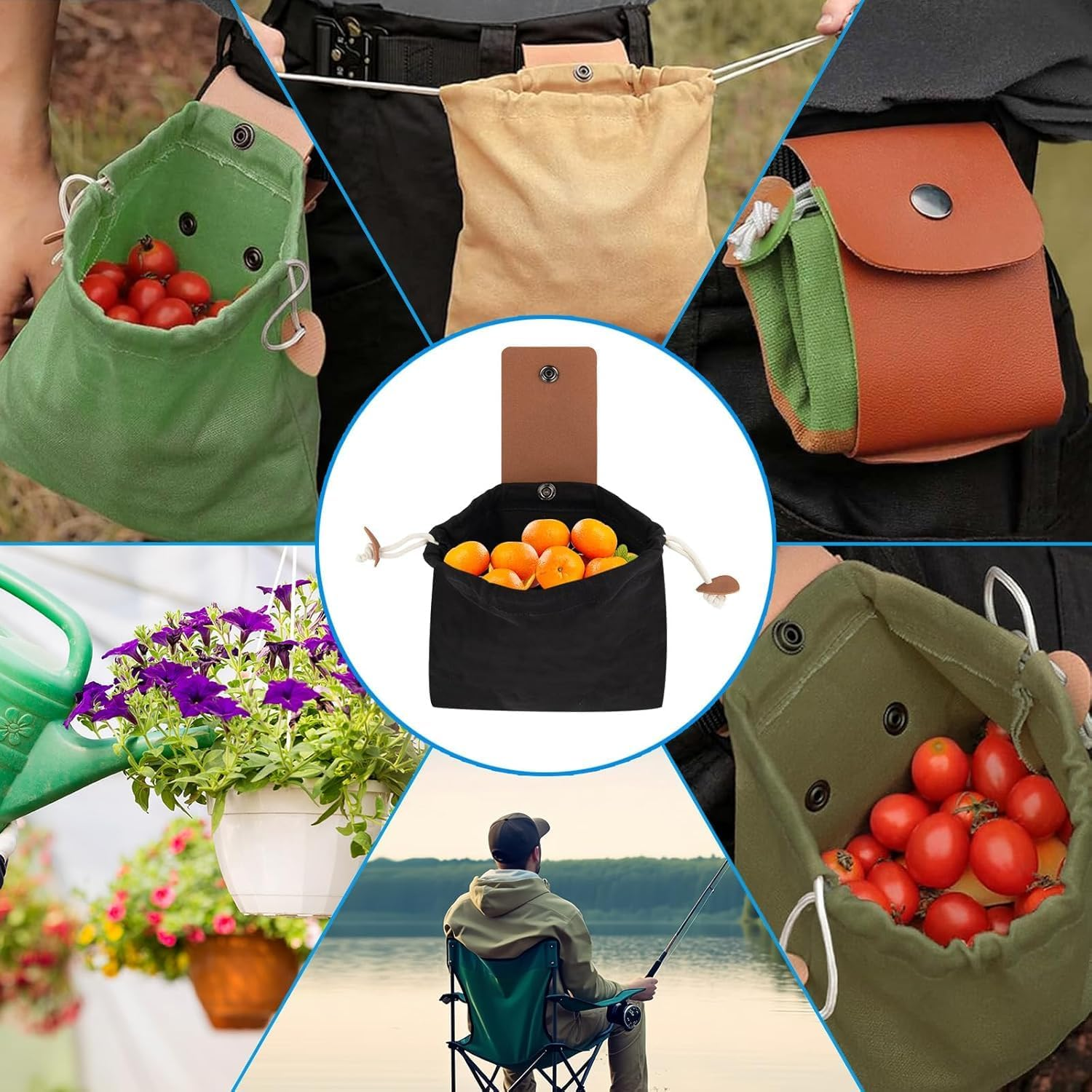 Outdoor Foraging Bag,Fruit Picking Waist Tool Bag, Hiking Pouch for Outdoor Traveling Camping, Multifunction Bag for Fruits,Vegetables,Mushrooms,Tools image number 2