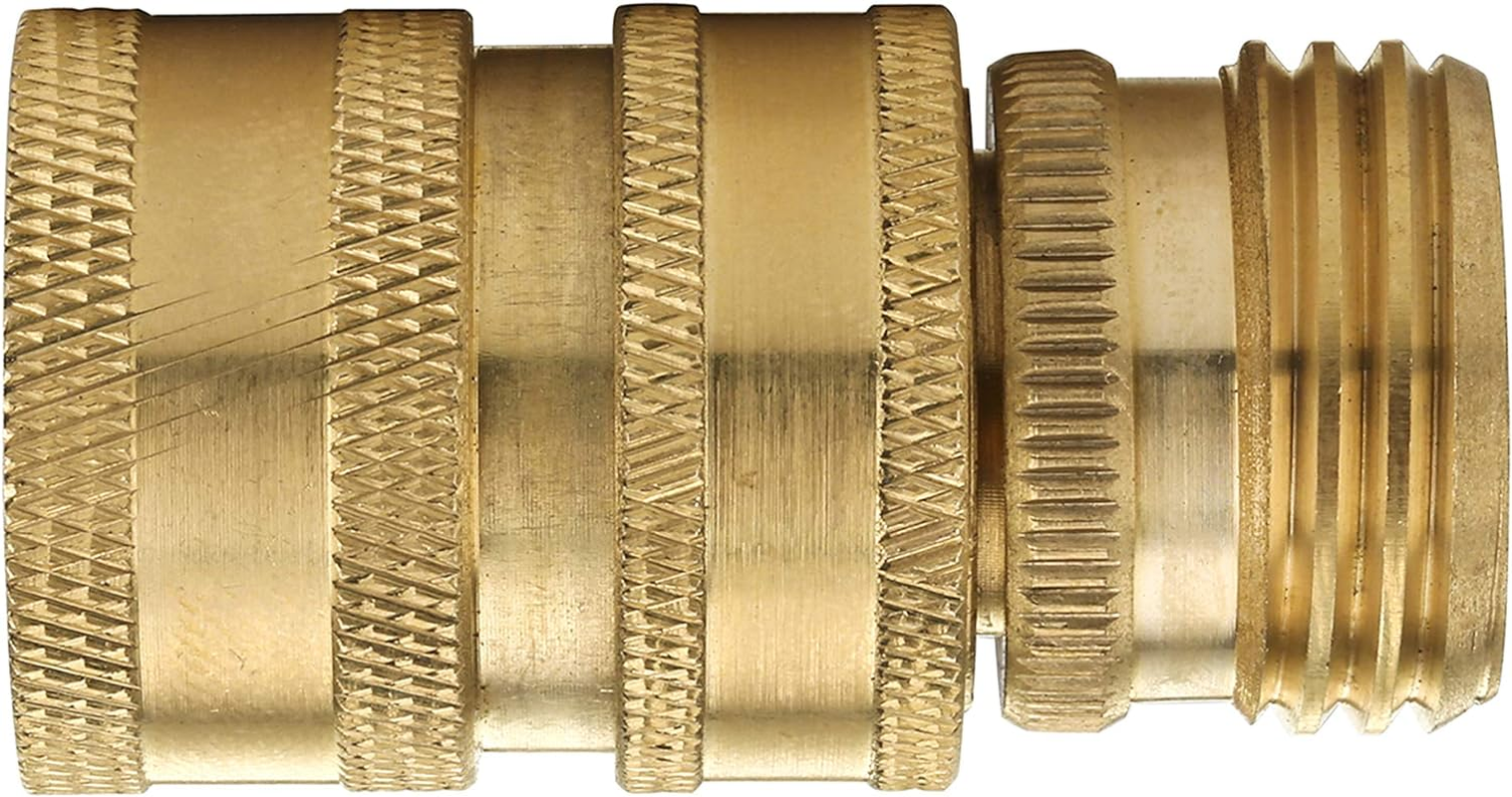M MINGLE Garden Hose Quick Connect Fittings, 3/4'' GHT Solid Brass, Quick Connector Set, 2-Pack image number 3
