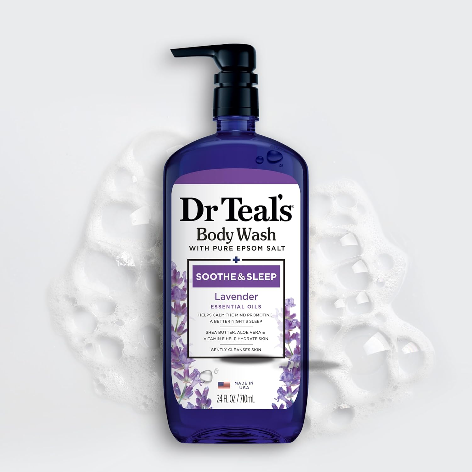 Dr Teal'S Body Wash with Pure Epsom Salt, Soothe & Sleep with Lavender, 24 Fl Oz (Pack of 4)