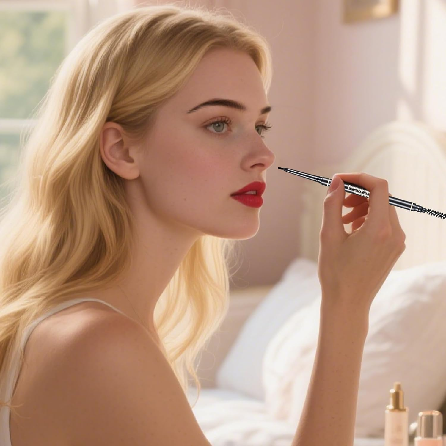 Dual-Ended Eyebrow Pencil Micro Pencil with Eyebrow Brush Sweat-Proof Ultra-Fine Pencil Tool for Shaping Defining and Filling Suitable for Beginners Makeup Artists and Beauty Enthusiasts (Black) image number 6