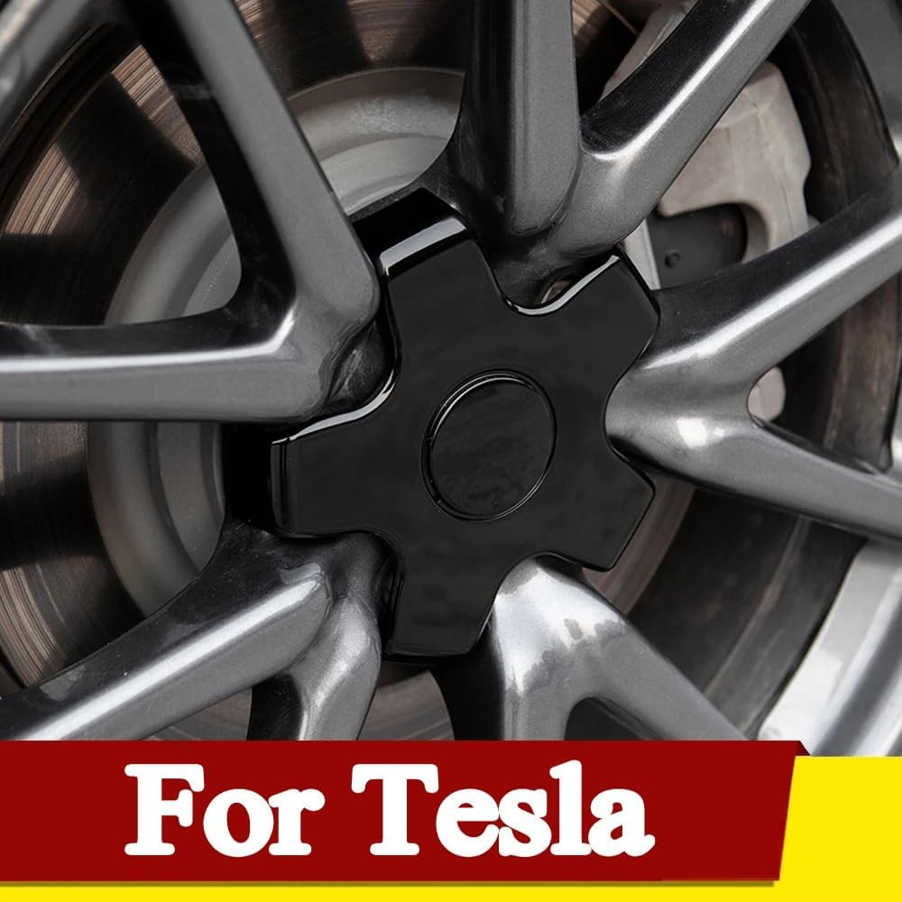 QXKSPG 4Pcs Car Wheel Nut Bolt Center Cover Caps, for Tesla, for Model 3 2017 2018 2019 2020 Hub Screw Cap Protector Decoration Wheel Trims Set image number 4