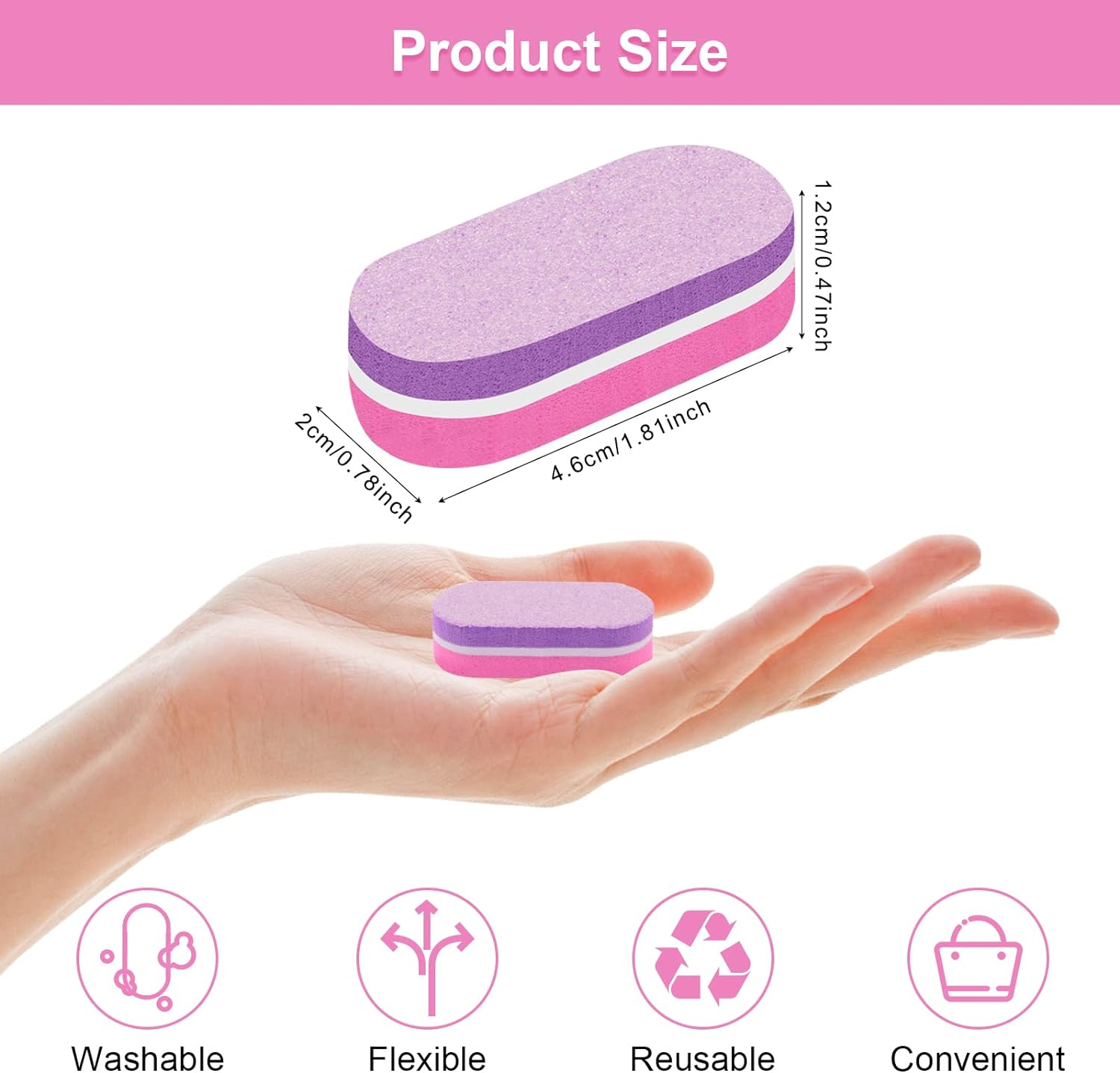 Diesisa Mini Nail Buffers, 40Pc 100/180 Grit Sponge Mini Nail Files Bulk for Acrylic Nails, Buffer Block Nail File,Mini Bulk Nail Buffers Double Sided for Manicure Tools - Pink/Purple image number 1
