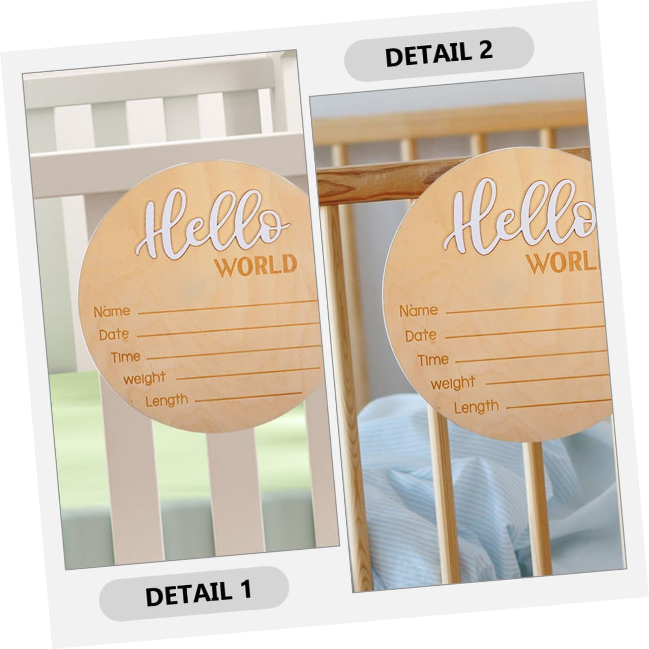 YARNOW 2 Pcs Newborn Name Signs Wooden Birth Announcement Signs for Hospital Photos Chic and Durable Name Props for Newborn Photography and Celebrations image number 2