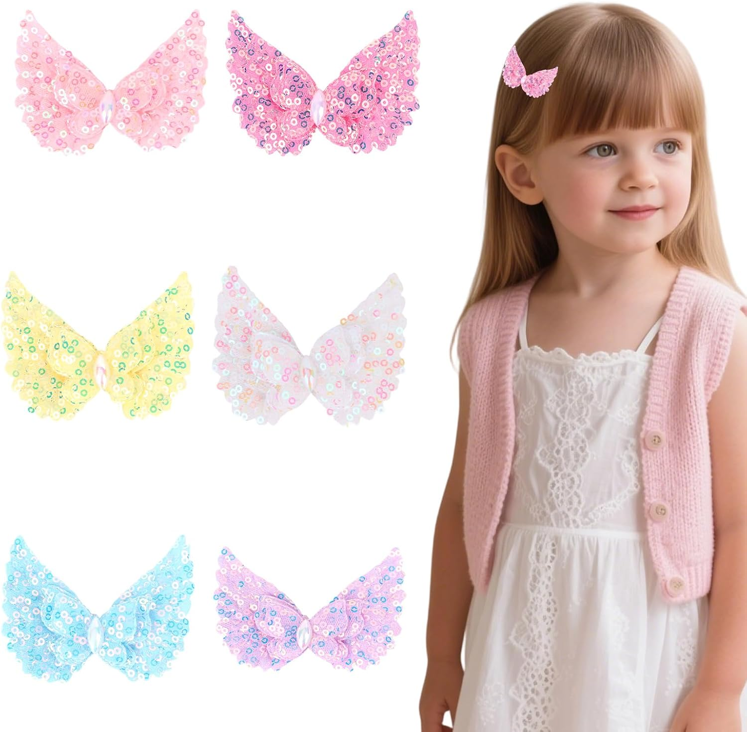 Srotmirw Women'S Hair Clips, Pack of 6 Bow Wing, Hair Accessories for Women with Sequins, for Women and Girls in Daily Life image number 1