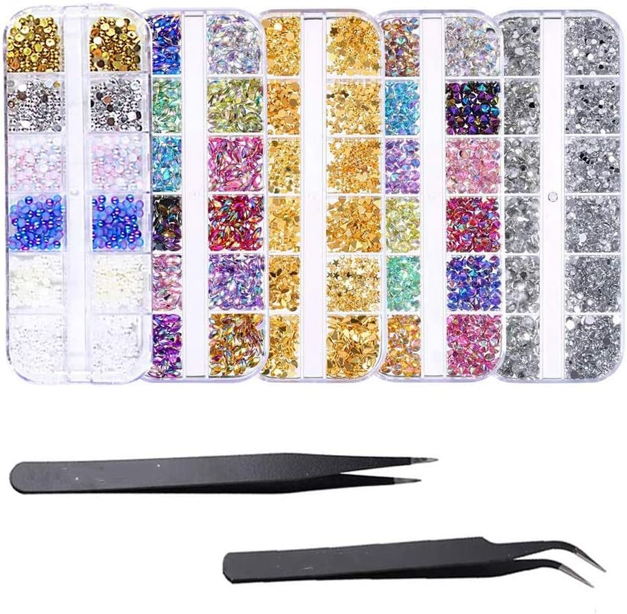 5 Boxes Nail Gems Art Decoration Rhinestones Nail Art Gems Nail Crystals Rhinestones Shoes Bags Phone Case Crafts image number 2