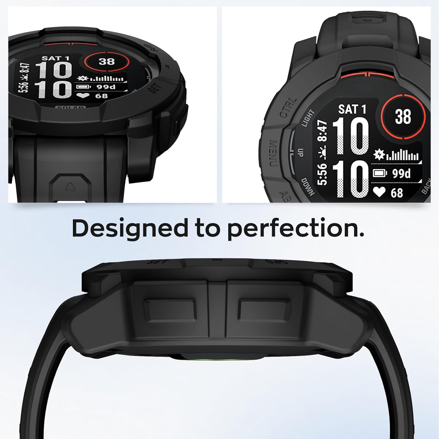 Silicone Case for Instinct 3 AMOLED 45 Mm Protective Case, Flexible Silicone Case Scratch-Resistant Cover Protective Case - Black image number 4