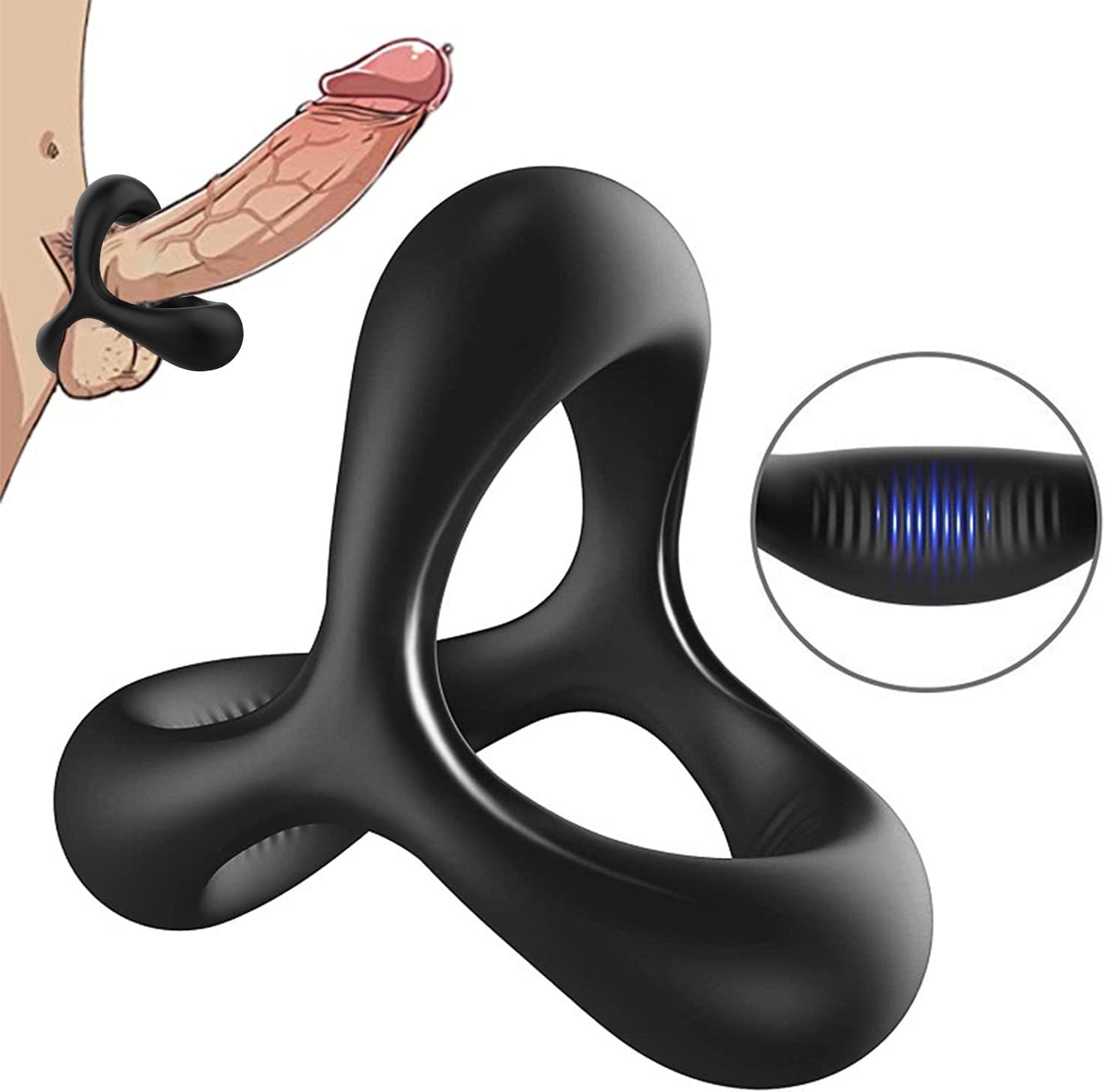 Triangle Design Delay Ring for Training Ring Men Men'S Training Ring Silicone Delay Ring Clock Ring, Durable Soft Adult Toy Enlarge Long Lasting Extension Ring image number 4