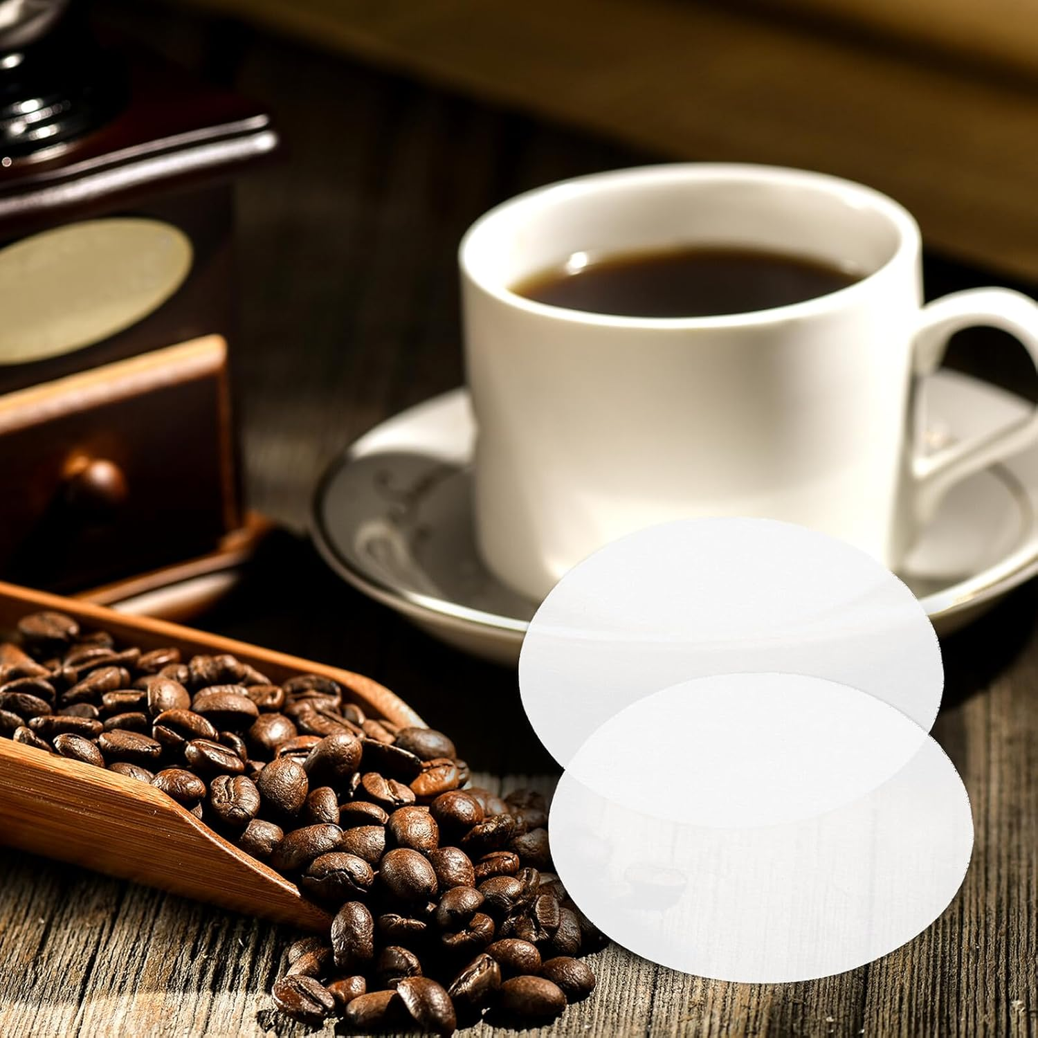 Ipetboom 100 Pcs round Disposable Coffee Filters 51Mm Paper Espresso Filter Pads for Manual Drip Coffee Vietnamese Drip Cold Brew Home Brewing Supplies image number 4