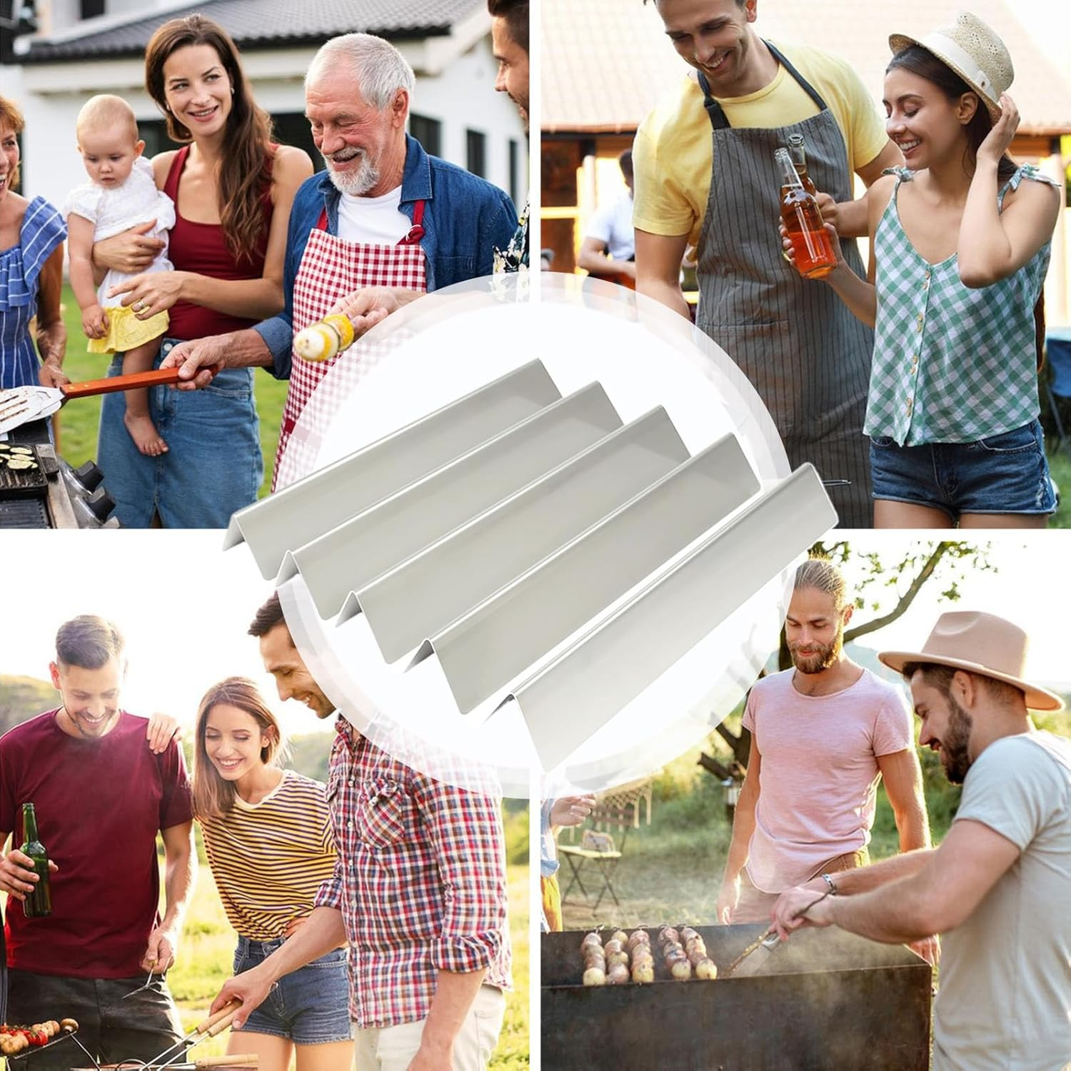 Flavorizer Bars for Weber Spirit - 5-Pieces Grill with Front Control Knob | Flavorizer Bars Replacement | Grill Burner Covers Accessories Dishwasher Safe Aroma Rails for Outdoor Cooking Barbecue image number 6