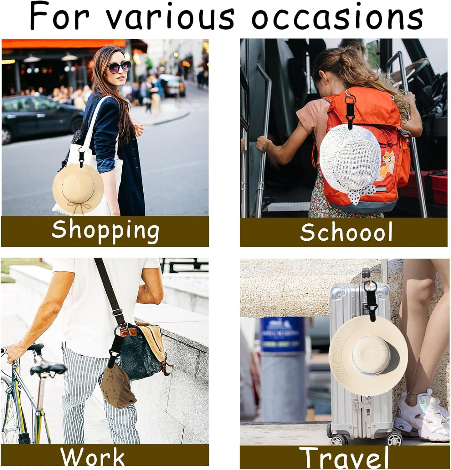 3Pcs Hat Clip for Travel on Bag, Portable Hat Holder Clips for Vacation Beach Adventures, Hiking Essential Gear Accessory for Travel Handbag Backpack Luggage Suitcase image number 4