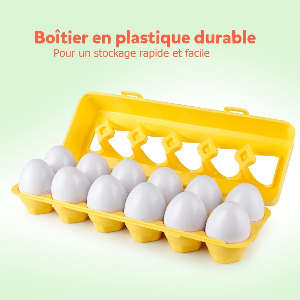 Matching Eggs 12 Pcs Set Color & Shape Recoginition Sorter Puzzle for Easter Travel Game Early Learning Educational Fine Motor Skill Toy image number 3