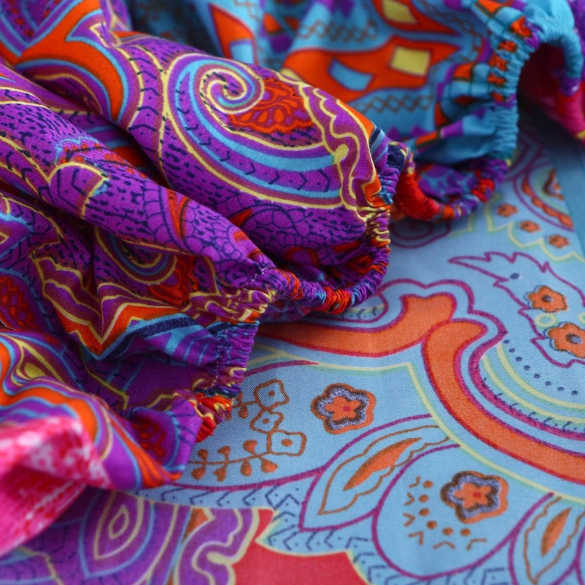 Pangzi Bohemian Retro Bedding Sheet Set,Boho Sheets-Colorful 1 Fitted Sheet, 1 Flat, 2 Pillow Cases - 4 Piece (Queen, Red) image number 2