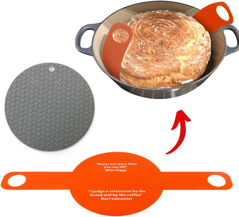 Bread Basics Silicone Baking Mat for Dutch Oven Bread Baking,Eco-Friendly Dough Drop/Dough Bread Sling Baking Mat,Long Handles for Gentler, Safer & Easier Transfer of Dough image number 1