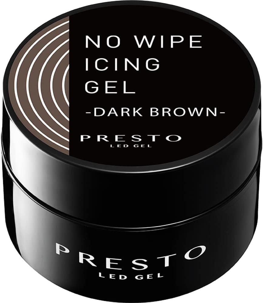 PRESTO No Wipe Icing Gel, Dark Brown, 0.3 Oz (8 G), UV/LED Compatible
