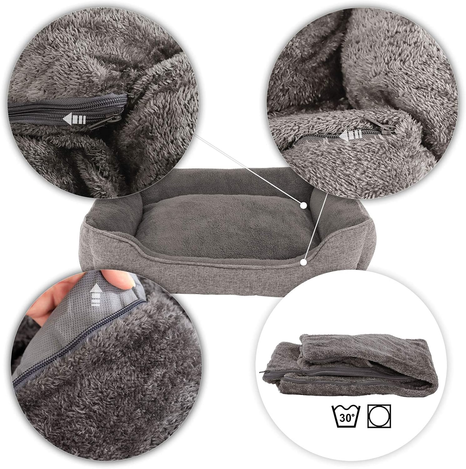 Dibea Db00796 Mottled Dog Bed Removable Cover 90 X 75 Cm Medium Grey image number 3
