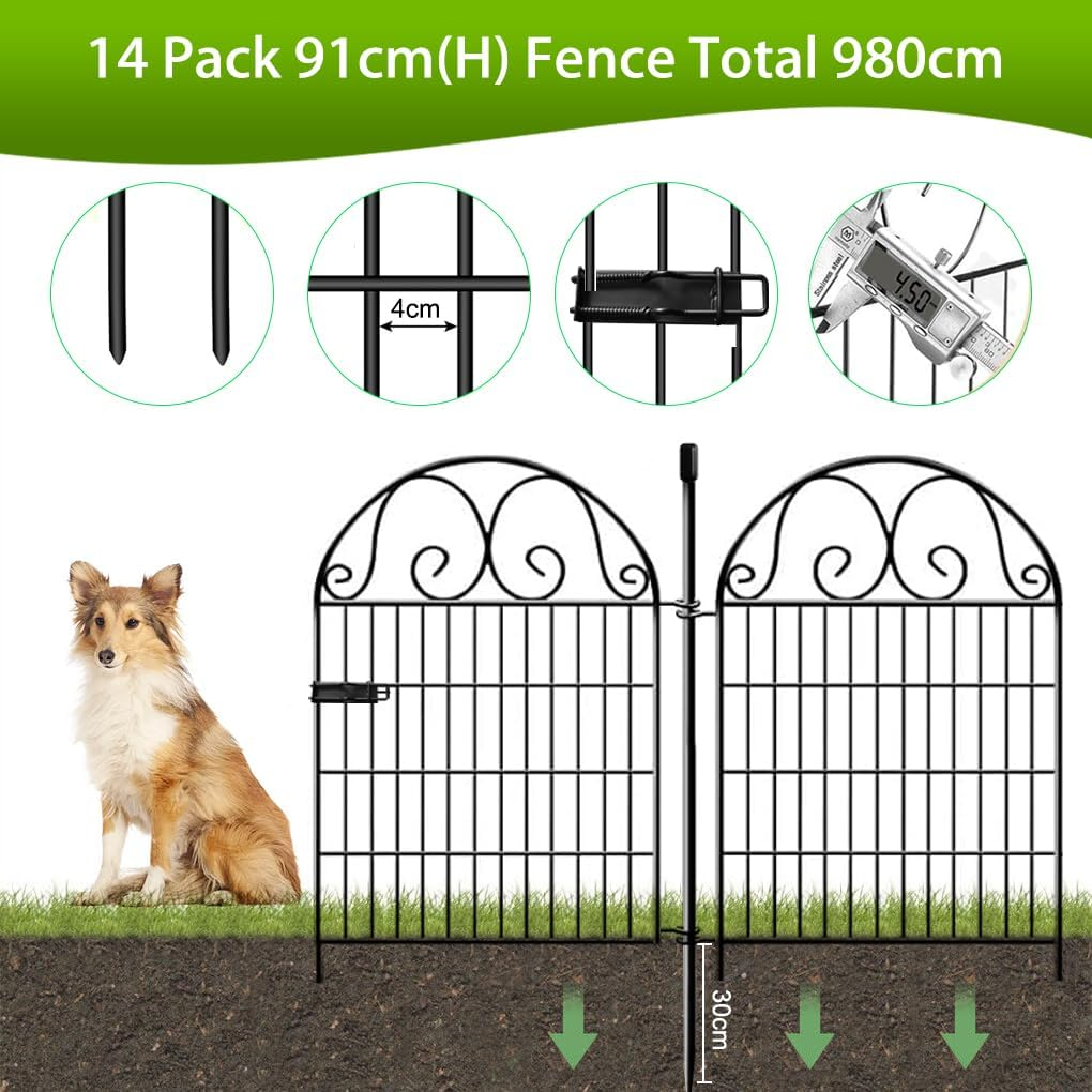 Springup Garden Animal Barrier Fence 13 Panels with 1 Gate, 91Cm(H) &times;70Cm(W) Dog Digging Tall Fence Barrier, Heavy Duty Metal Temporary Fences, Reusable Defense Fencing for Outdoor Yard image number 5