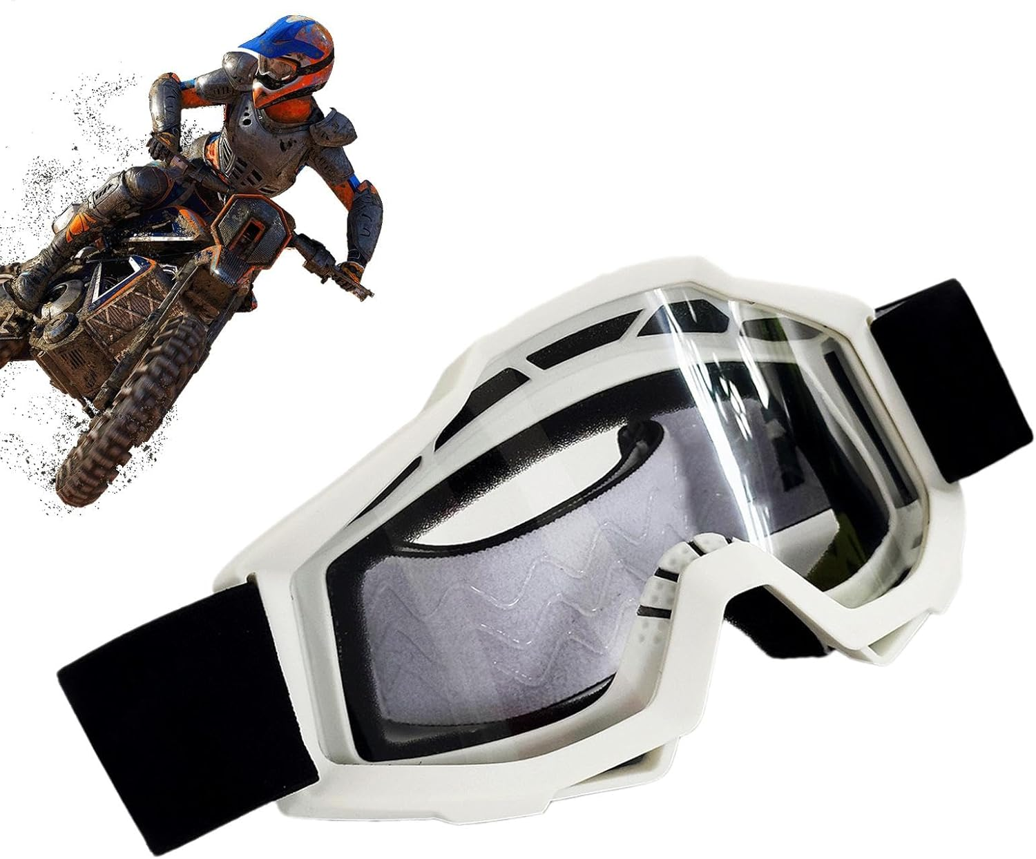 Helmet Goggles, Non-Slip Eyewear for Riders, Dirtbike Goggles Anti-Fog ATV Goggles Sponge Padding Dustproof Eyewear for Adults Outdoor Activities image number 5