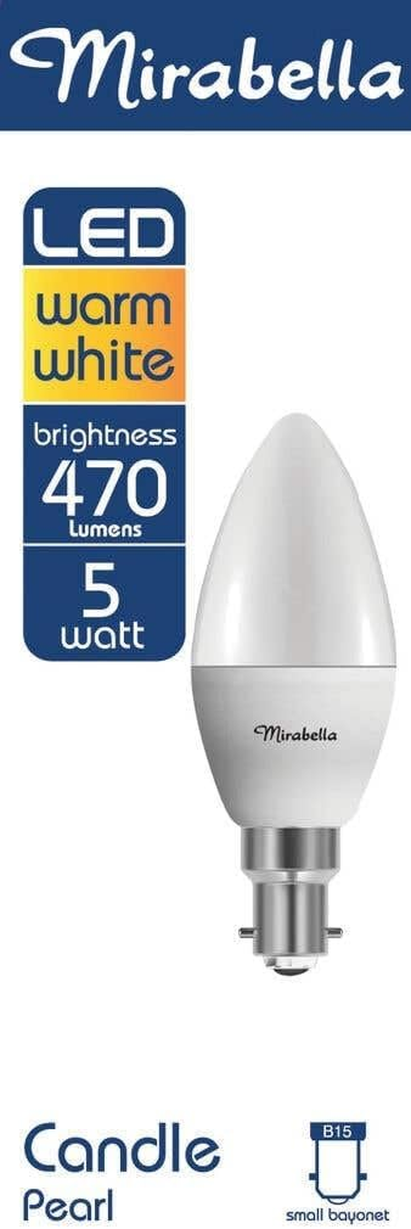 Mirabella LED Candle SBC 5W 470Lum 2700K Warm White image number 1