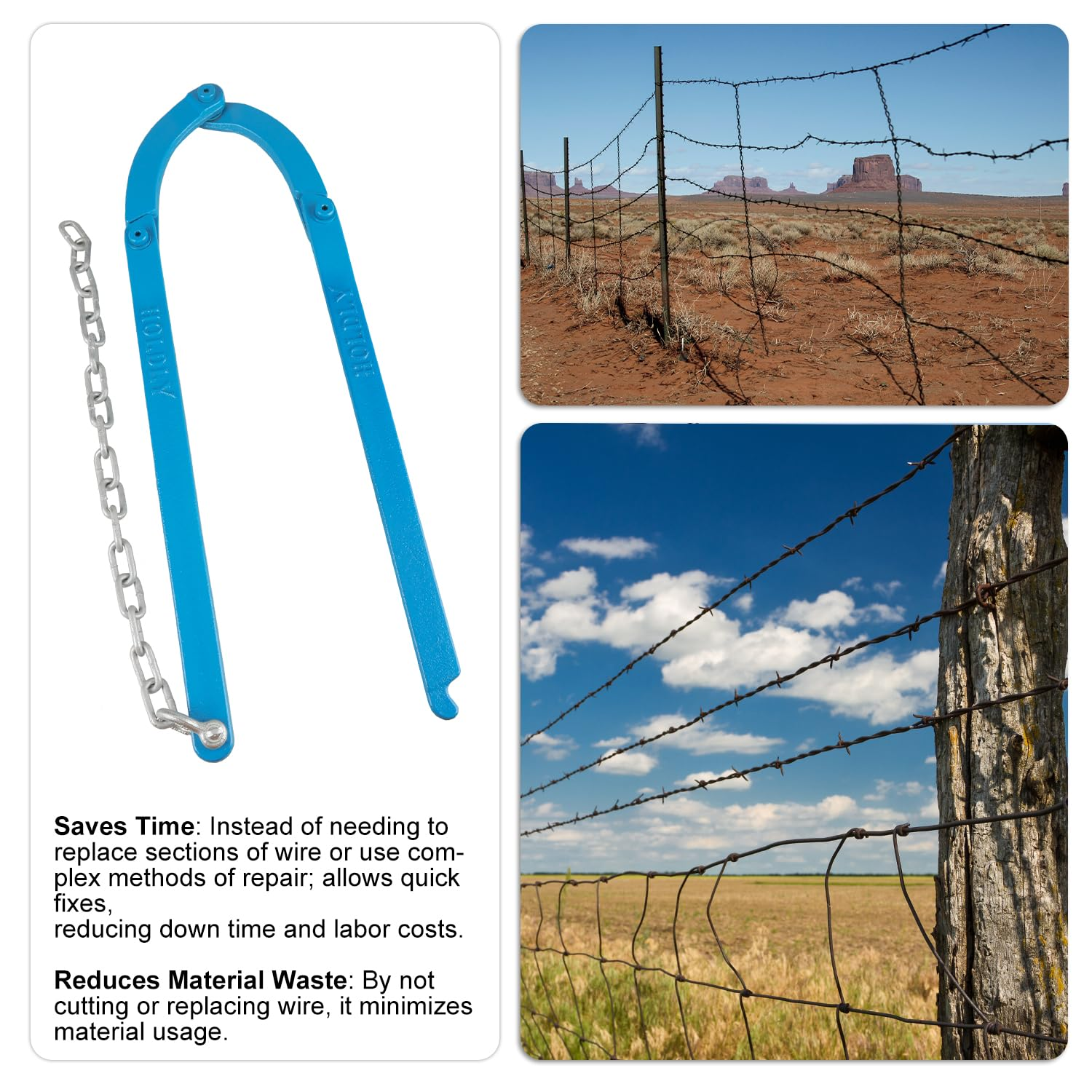 Heavy Duty Fence Fixer Fence Repair Tool Heavy Duty Fence Stretcher Tool for Fence Repair, Replace Original Texas Fence Stretcher Barbed Wire Fence Tools image number 6