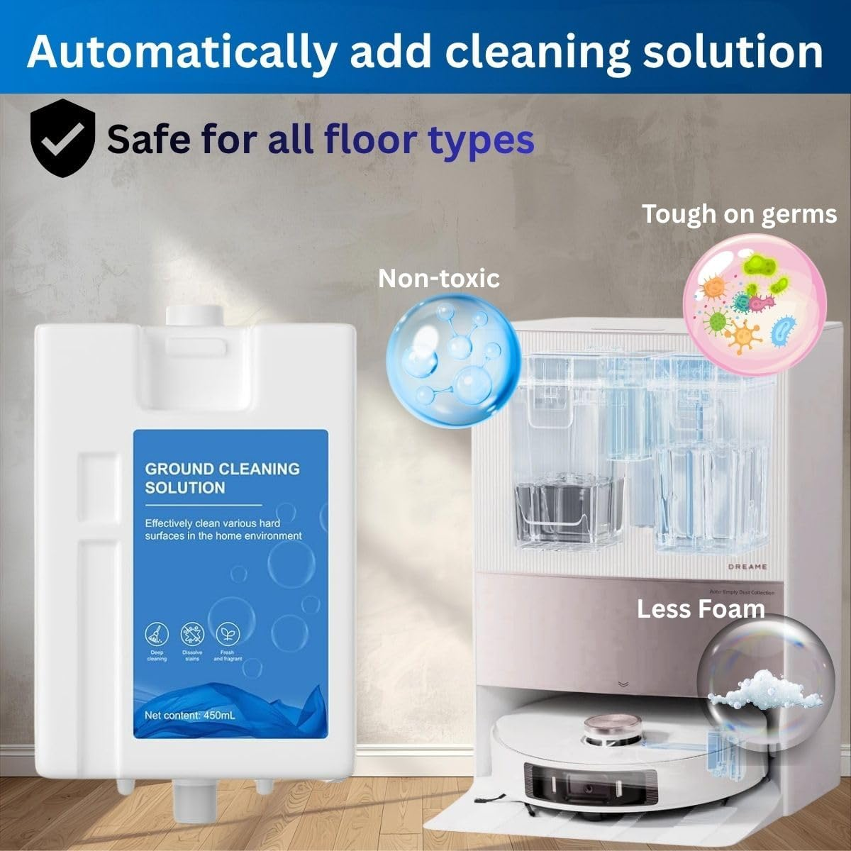 Dreame Cleaning Solution &ndash; 1 L Floor Cleaner Detergent for Dreame L20 / L10 Robot Vacuum Mop, Refill Cleaning Detergent &ndash; 3-Bottle Set image number 4