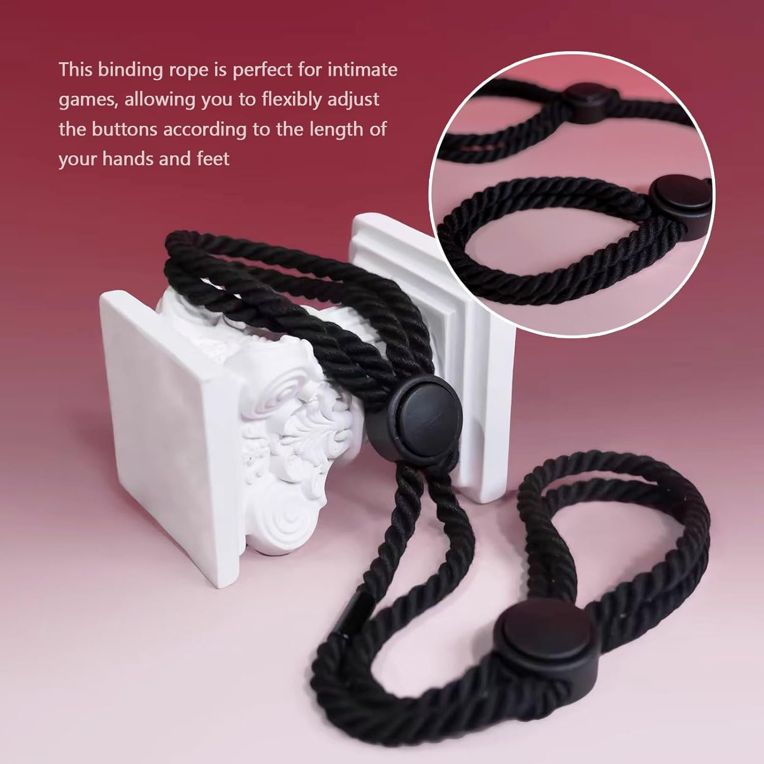 1 Pcs Sex Bondage Rope,Adjustable Rope Restraint Handcuffs and Fetters,Bdsm Fetish Slave Bondage Toy,Sex Game Bondage Rope SM Erotic Beginner,Adult Bondage Rope Sex Games Couple(Black)