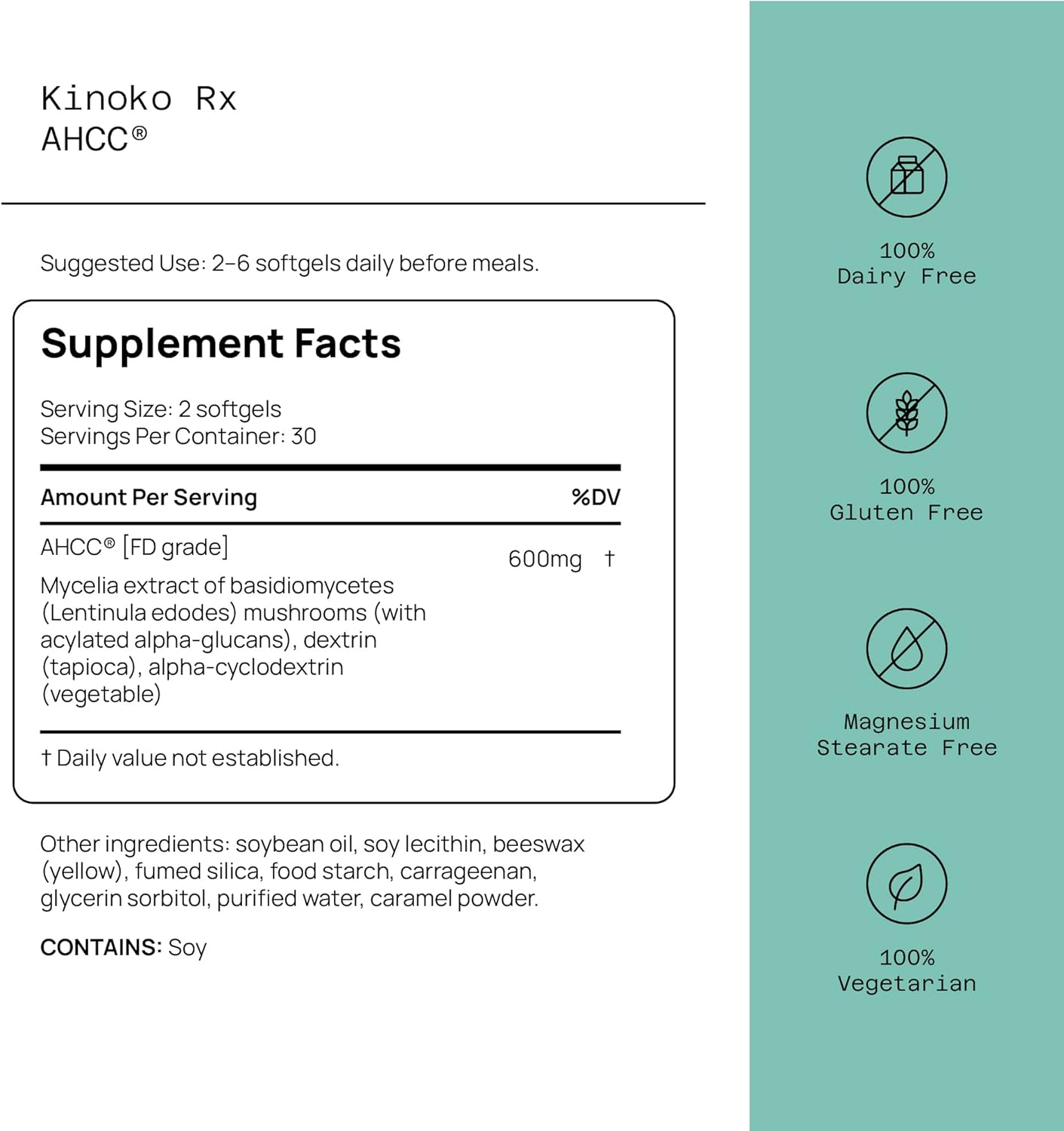 Quality of Life Kinoko Rx AHCC 300Mg 60 Capsules image number 3