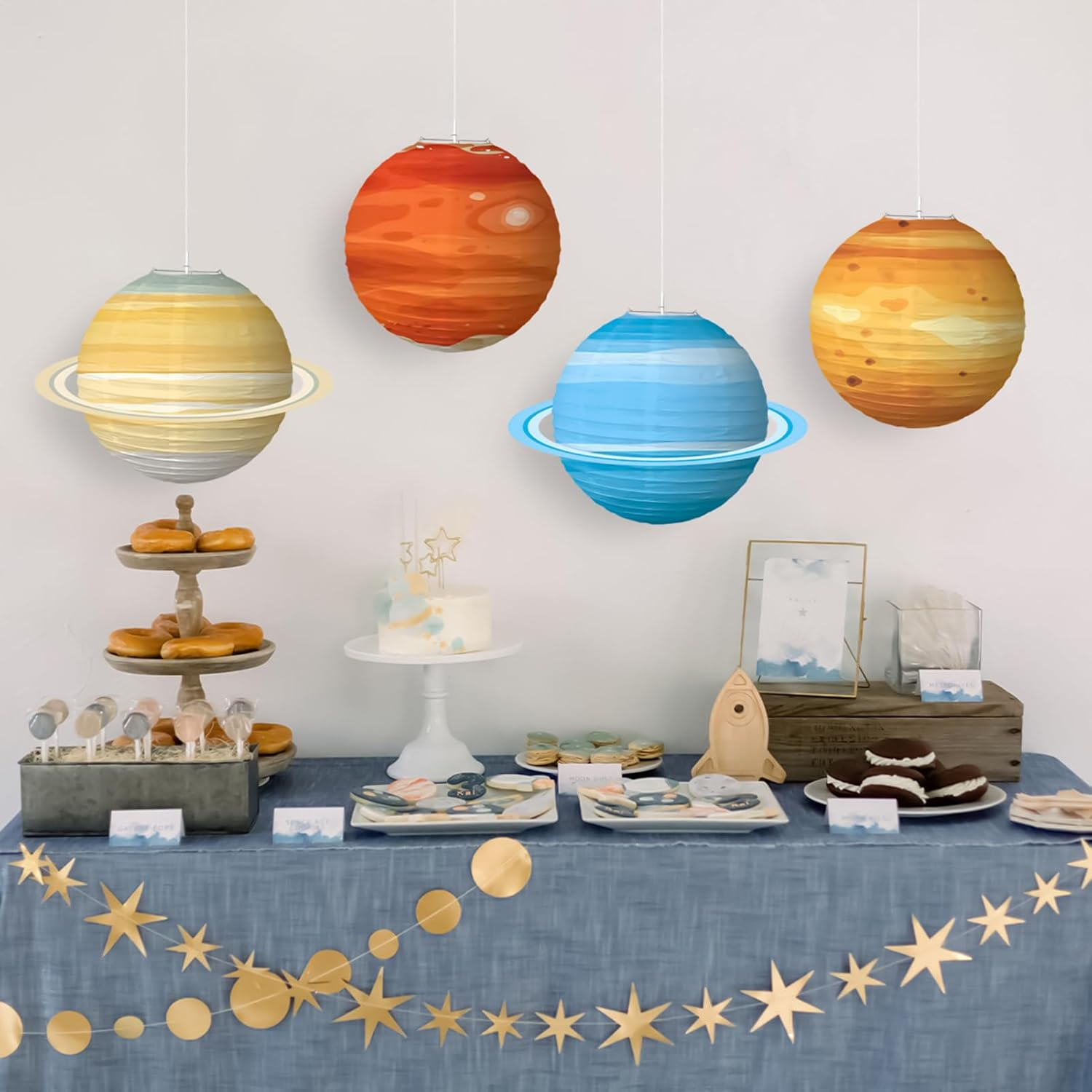 Planet Paper Lanterns 8-Piece - Inflatable Planets 12 Inch | Lantern Space Theme for School Room Party Birthday Baby-Shower Science Ceiling image number 1
