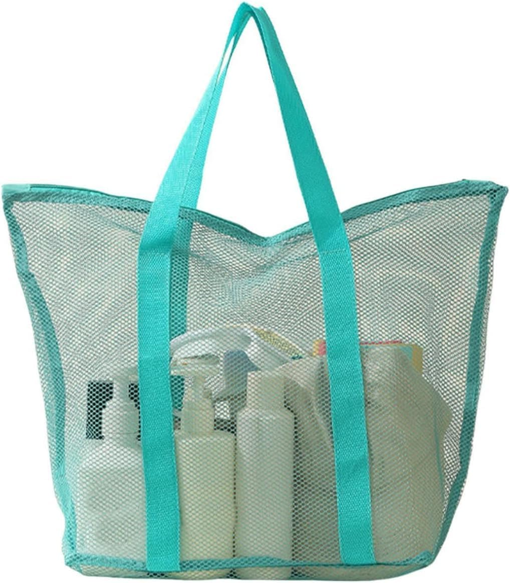 Quick Dry Shower Tote, 1Pc Green Mesh Shower Caddy Bag Quick Dry Tote Bag, Green Women Mesh Tote Bag Travel Hollow Shoulder Caddy image number 6