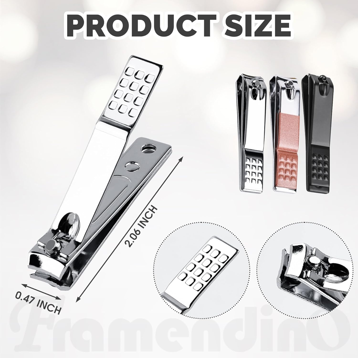 Framendino, 18 Pack Stainless Steel Small Fingernail Toenail Nail Grooming Clippers Bulk Tools Set for Mens Women Silvery Rose Gold image number 6